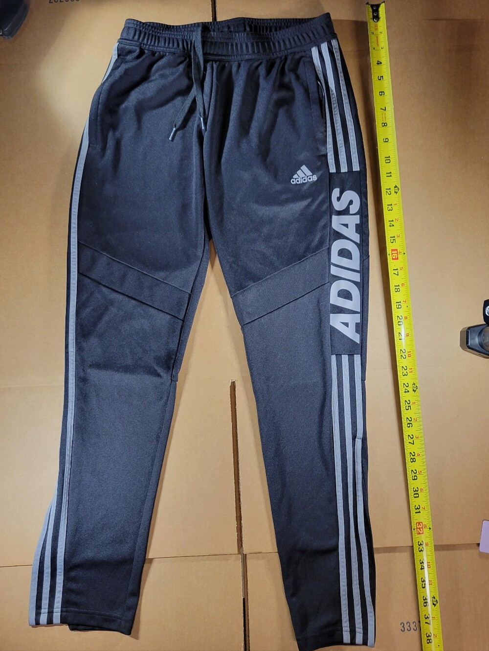 Adidas Tiro 19 Black Joggers with Gray Side Stripes and Bold Logo size small